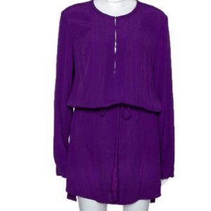 Diane Von Furstenberg Purple Pleat Front Purple Dress, Size 6